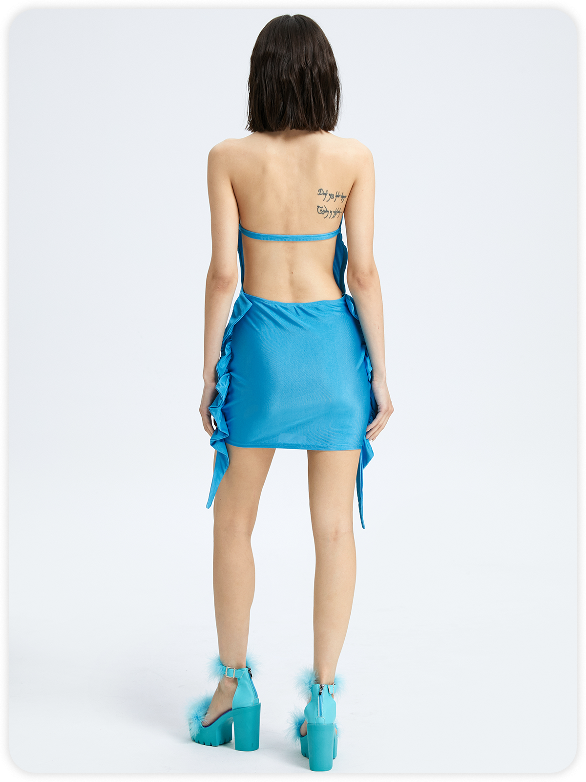 Y2k Blue Backless Dress Mini Dress