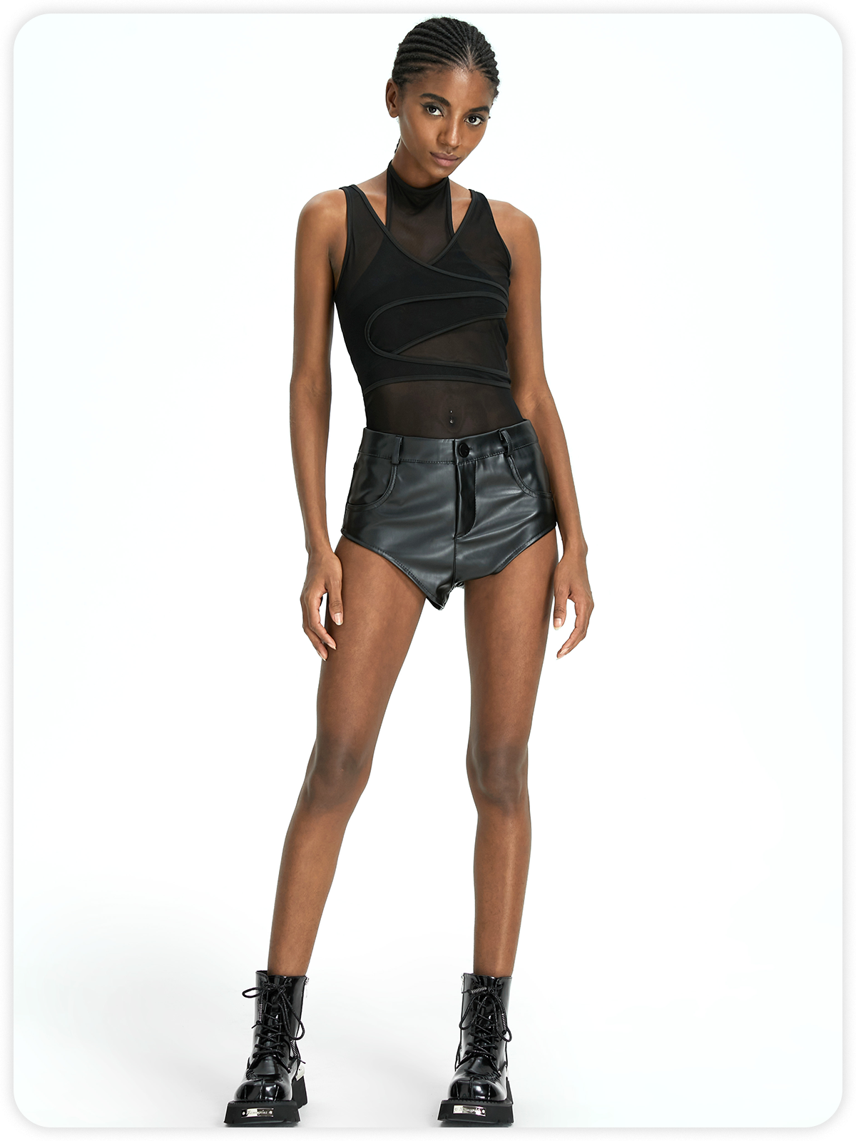 Street Black Multi way to wear Mesh Asymmetrical Bodysuit